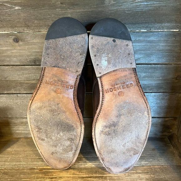 Mens Grenson Brown Leather Plain Toe Derby Oxford Dress‎ Shoes Size 10 F GUC